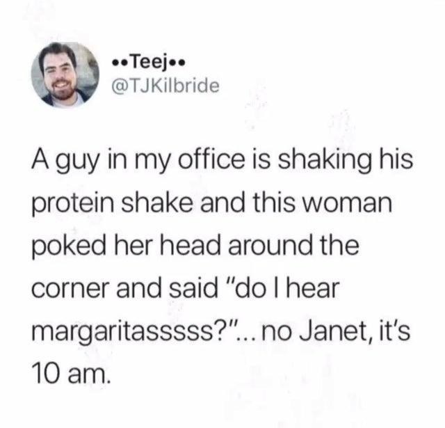 Protein shake at the office - meme