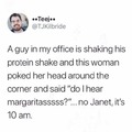 Protein shake at the office
