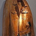 Leather jacket carved out of wood...