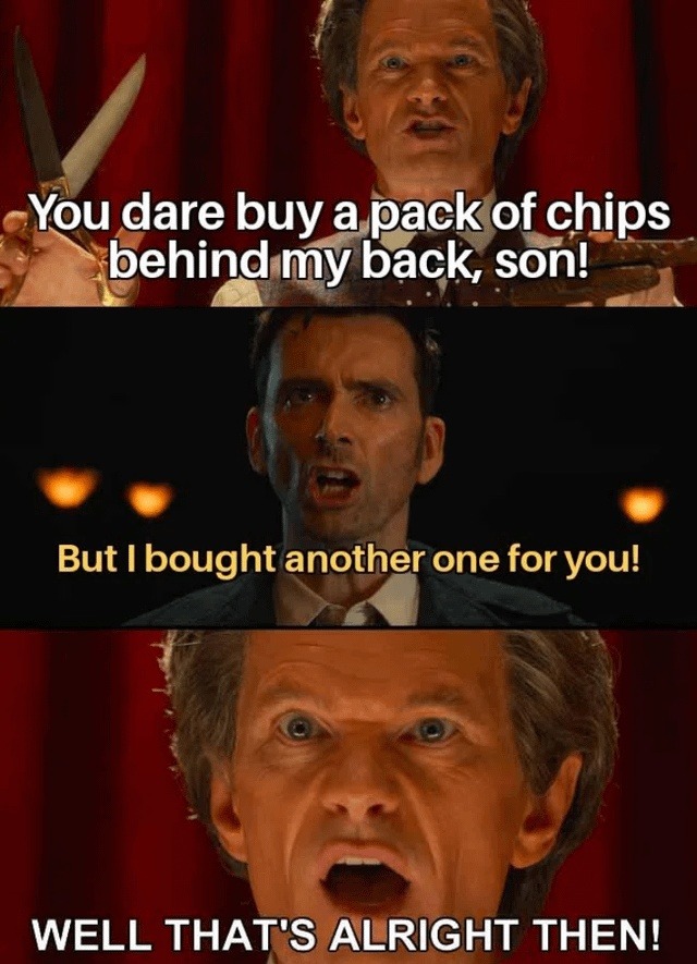 Caught buying chips without family permission - meme