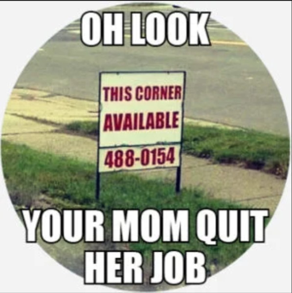 POV: Ur mom is selling a corner cause she quit her job - meme