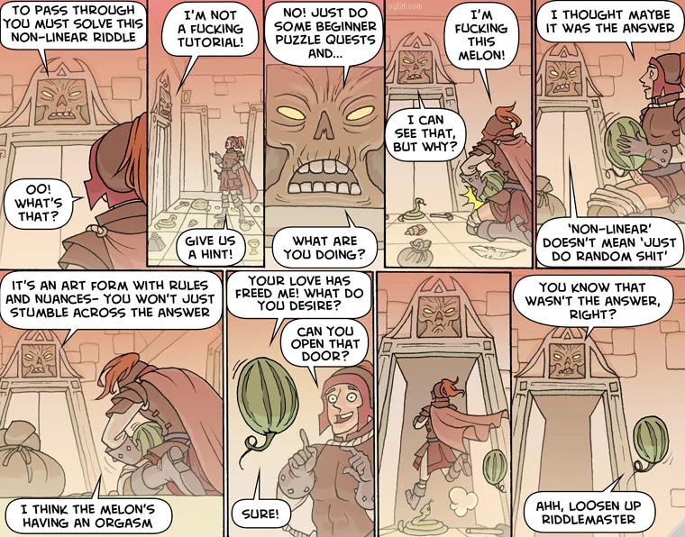 Average DnD puzzle session (Oglaf Comics, lots of comedy NSFW) - meme