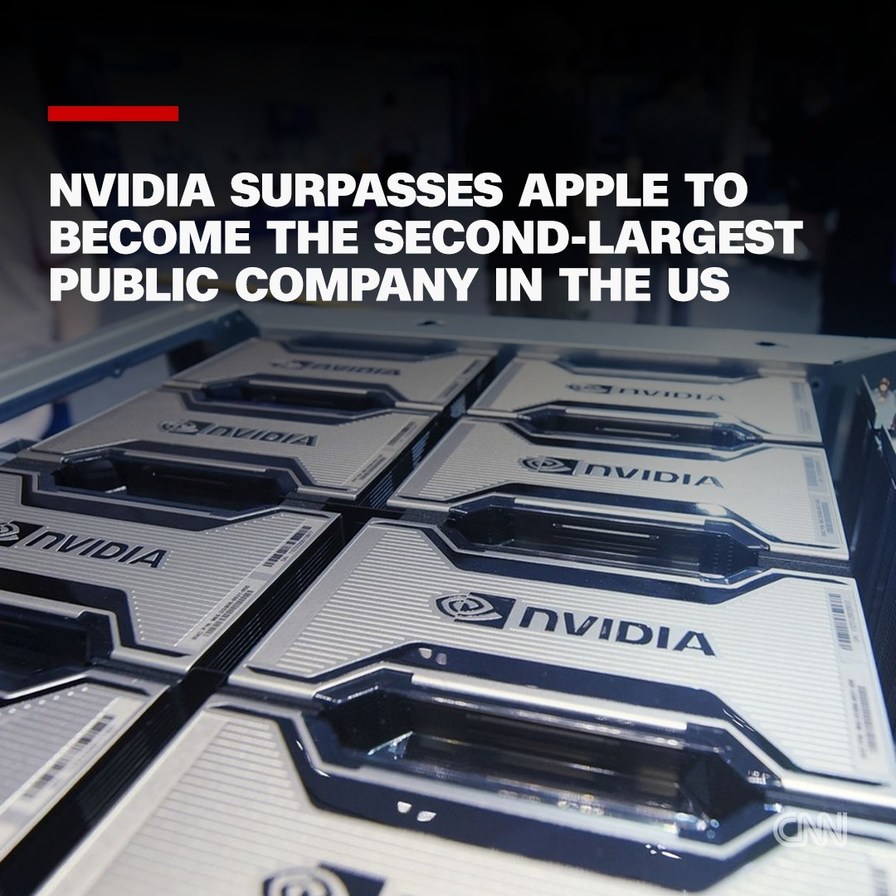 Nvidia is now the third company in the US, behind Apple and Microsoft, to cross that $3 trillion mark. - meme