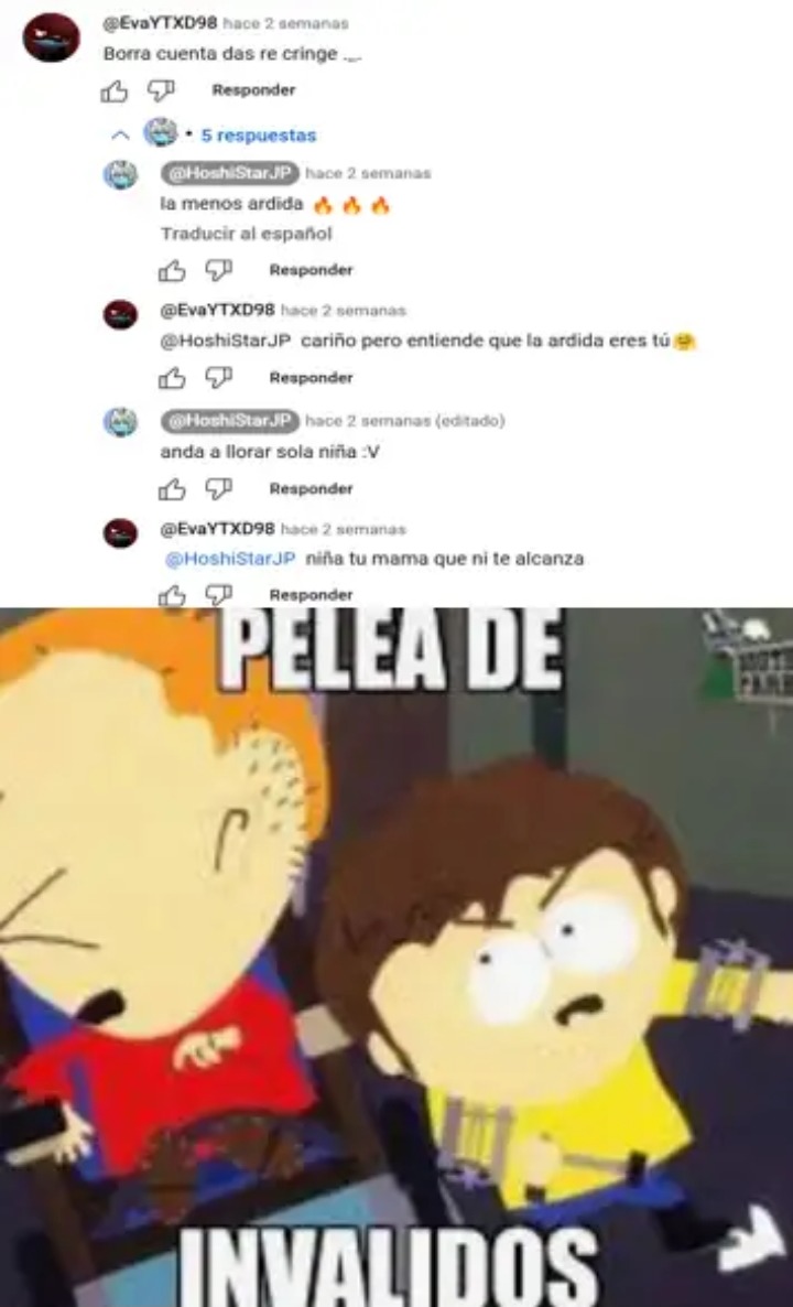(cuenta de las invalidas: @HoshiStarJP @EvaYTXD98) dan mas cringe una que otra (pd: la que gano fue eva en la pelea de invalidas) - meme