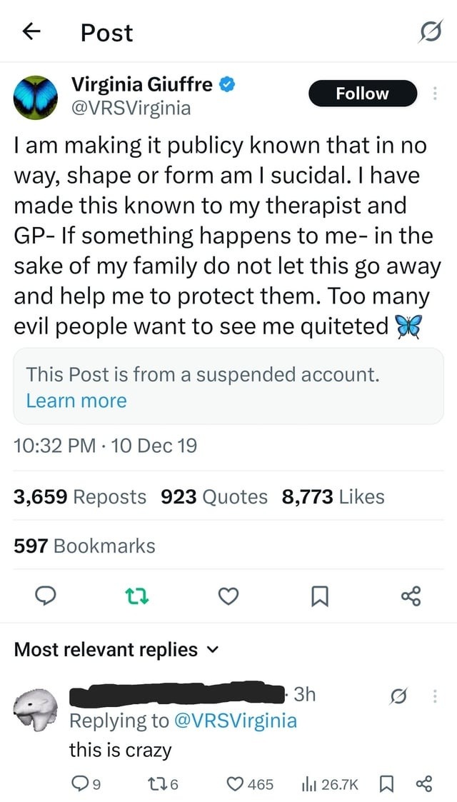 Virginia Giuffre drops a chilling public warning - meme