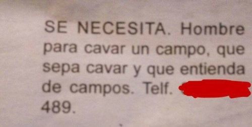 Se necesita un hombre que sepa cavar - meme