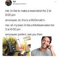 Reservation at McDonald's