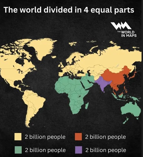 The world divided in 4 equal parts - meme