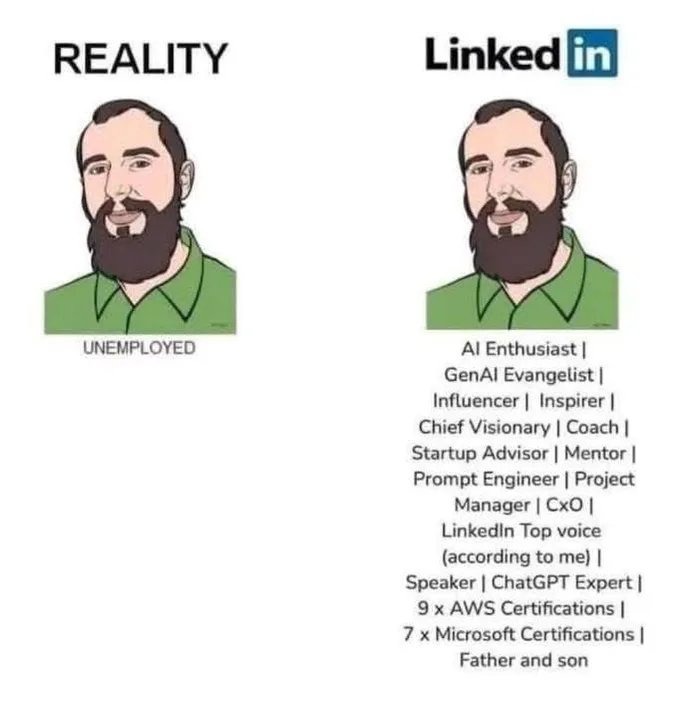 On LinkedIn, exaggeration and deception are considered to be more professional - meme