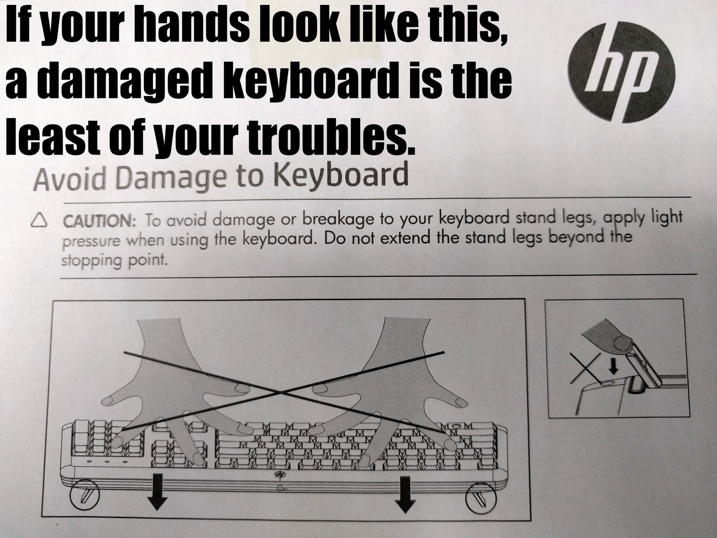 HP has sent us some strange warning labels - meme