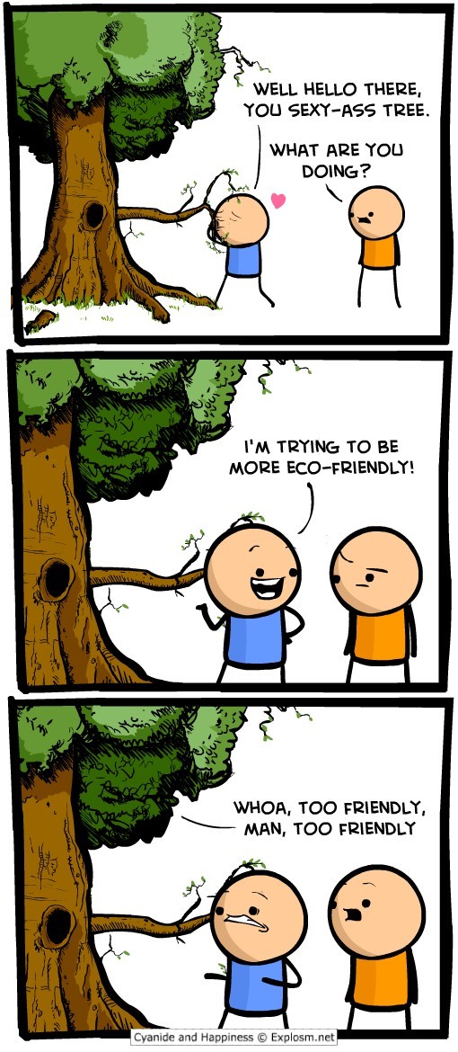 Title is a tree hugger - meme.