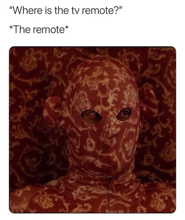 where is the tv remote? - meme