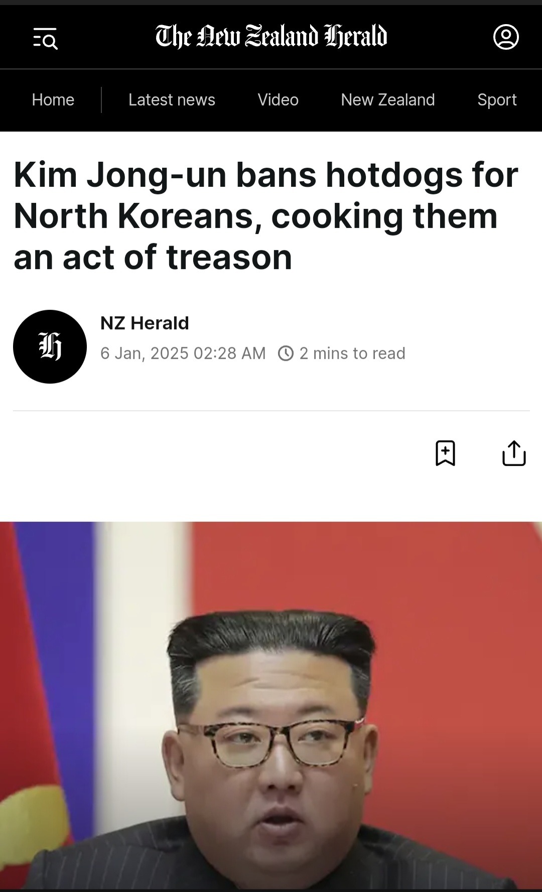 North Korea bans hotdogs https://www.nzherald.co.nz/world/kim-jong-un-bans-hotdogs-for-north-koreans-cooking-them-an-act-of-treason/TKN3HJF3HRHZZHCCJ5L7EPF66Q/ - meme