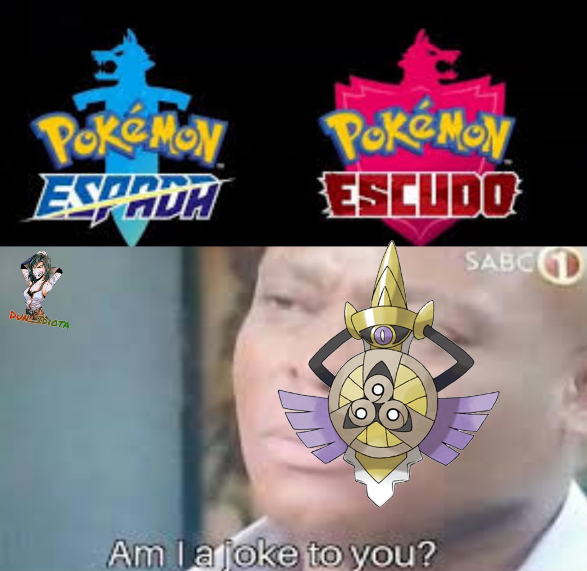 Para el que no entienda el Pokémon tiene una habilidad cambia a forma ataque sacando una espada y a forma escudo sacando un escudo cada turno - meme