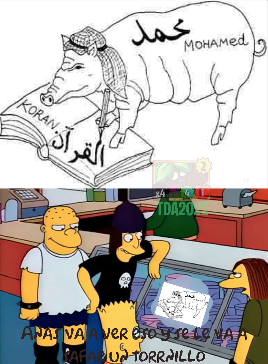 Mohamed es un cerdo que escribe el Coran - meme
