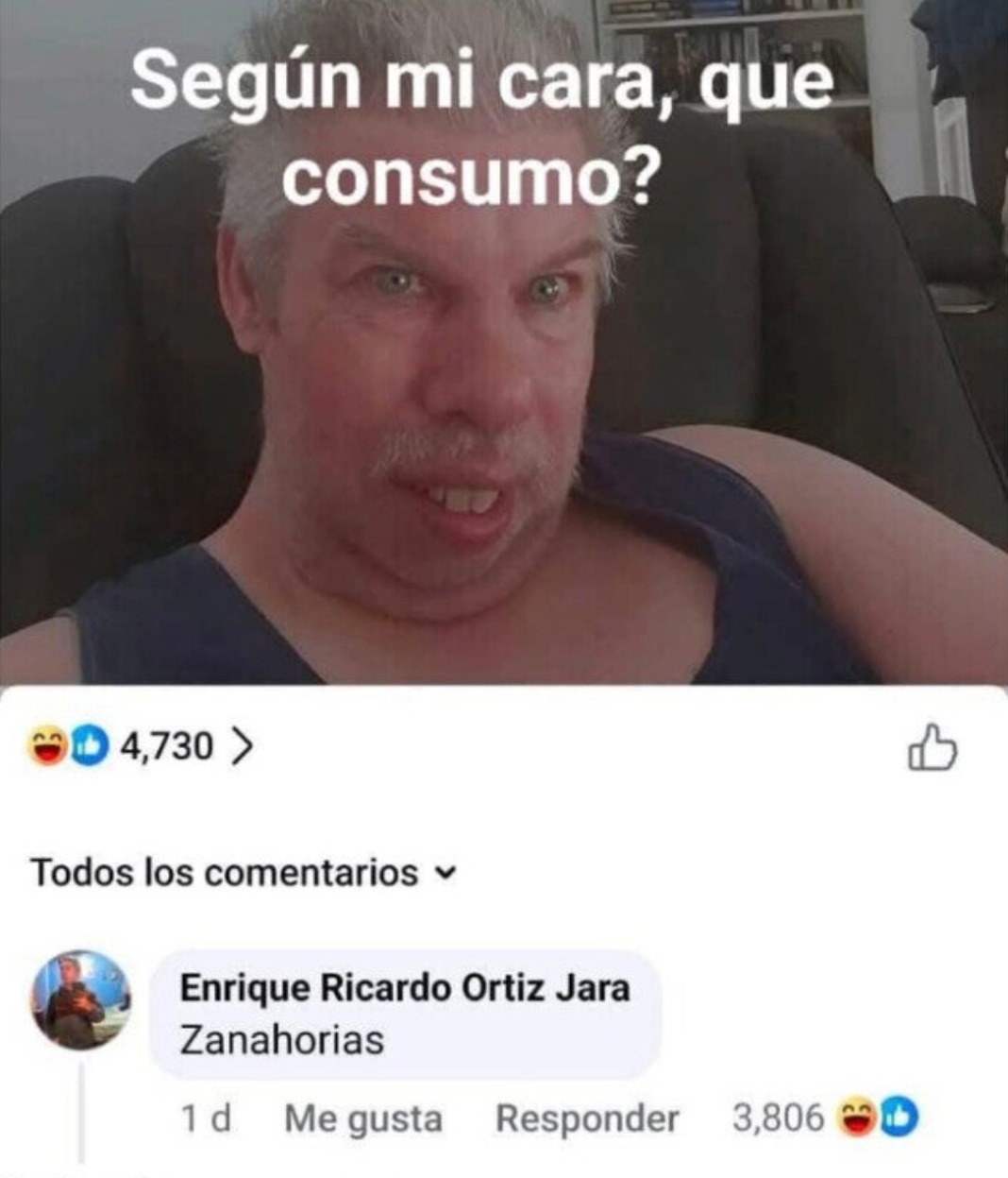 Según mi cara, qué droga consumo? Spoiler: es zanahoria - meme