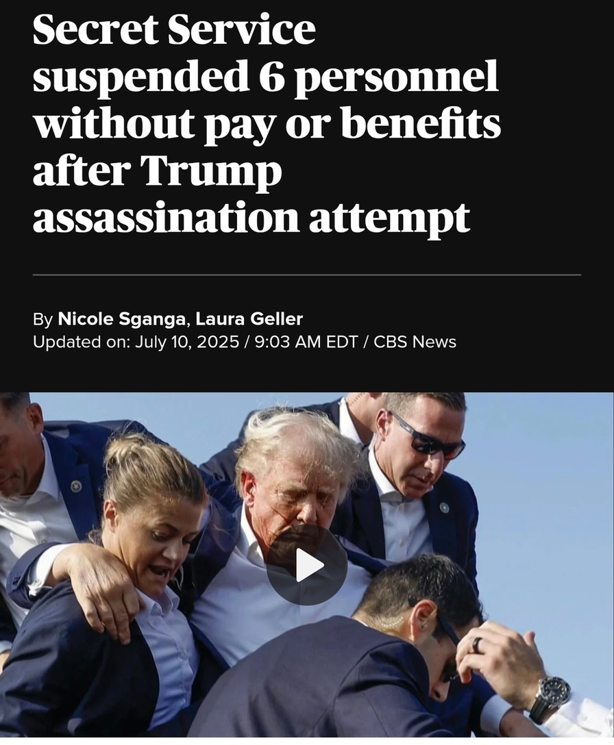 Secret Service suspends 6 after Trump attack attempt - meme