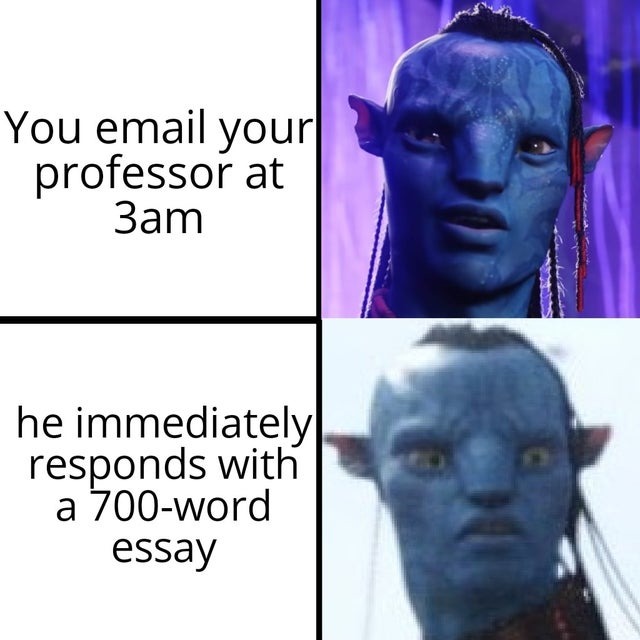 Mail to your professor at 3am - meme