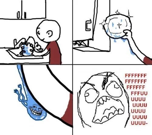 Yo lavando los platos cuando derrepente gota de agua trooll - meme