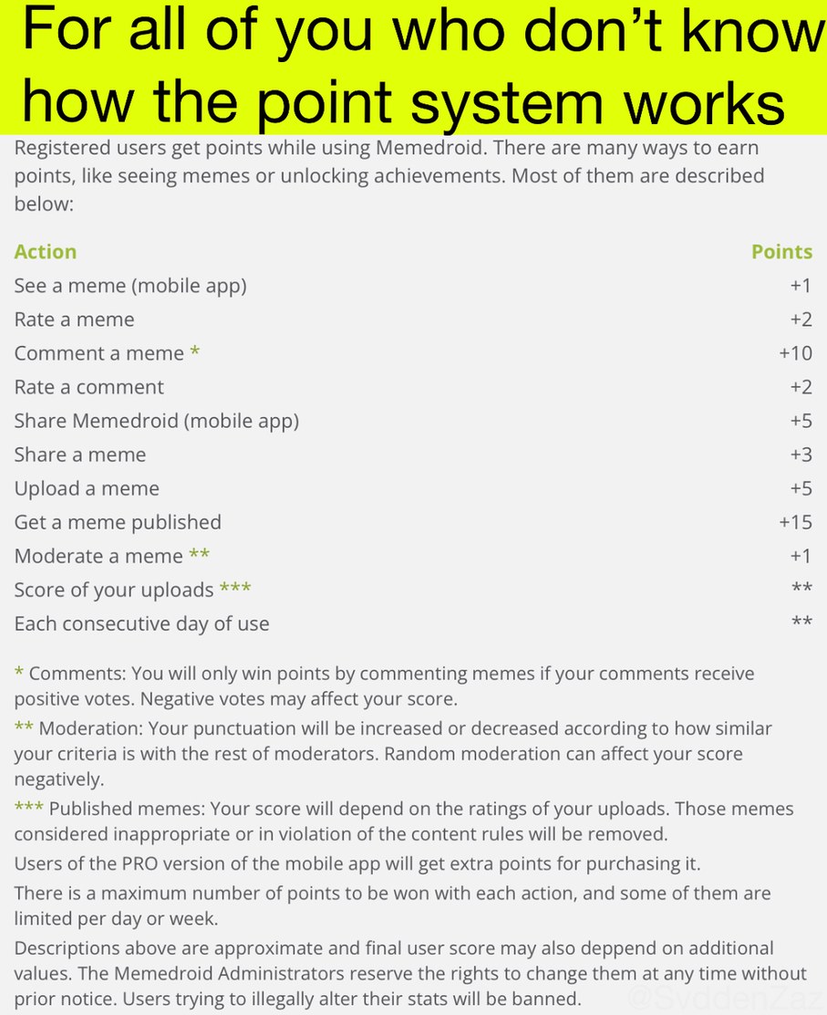 Essentially a scoring chart - meme