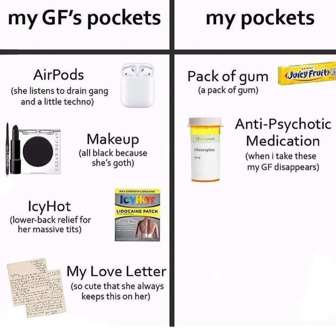 my gfs pockets vs. mine - meme