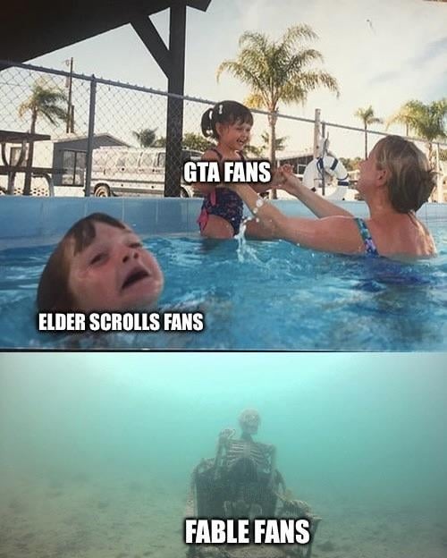 GTA, Elder Scrools and Fable fans - meme