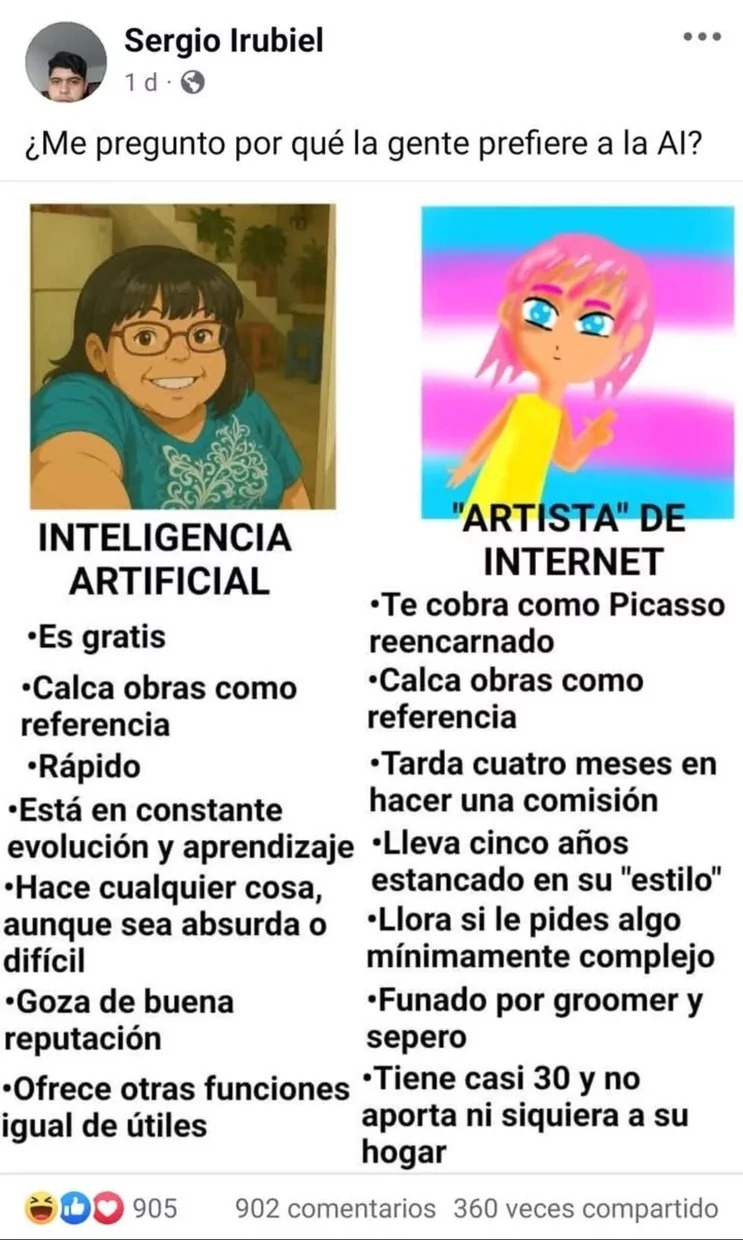 Los anti-AI son peores que los que usan intelligencia artificial - meme