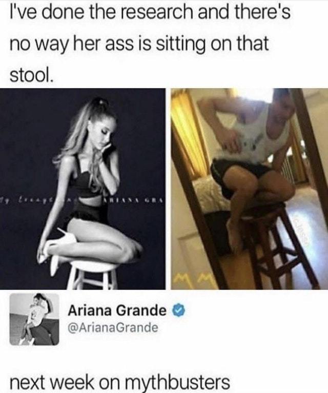 How did Ariana sit on that stool? - meme