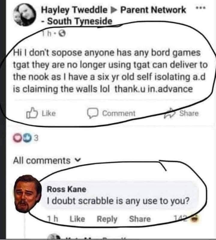 Anyone for Scrabble - meme
