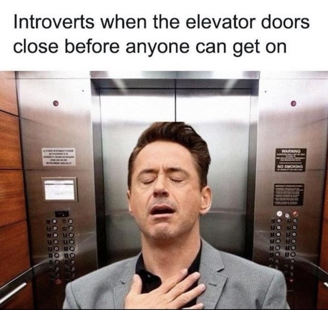 Introverts and elevators - meme