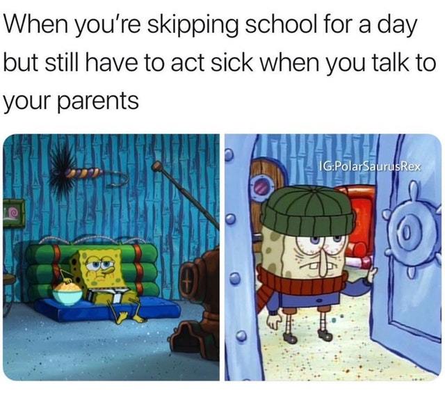 Skipping school for a day - meme