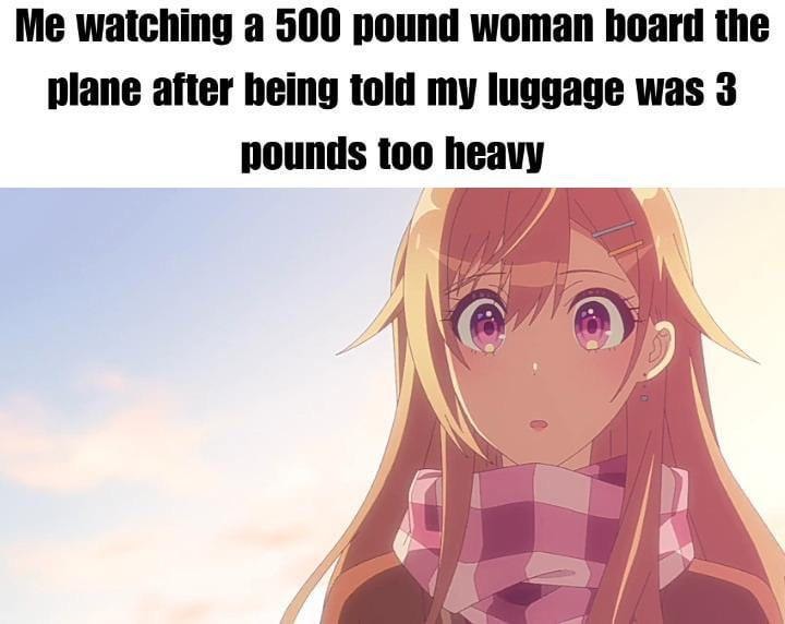 Airline said my bag’s too heavy while she boards with 2 seats - meme