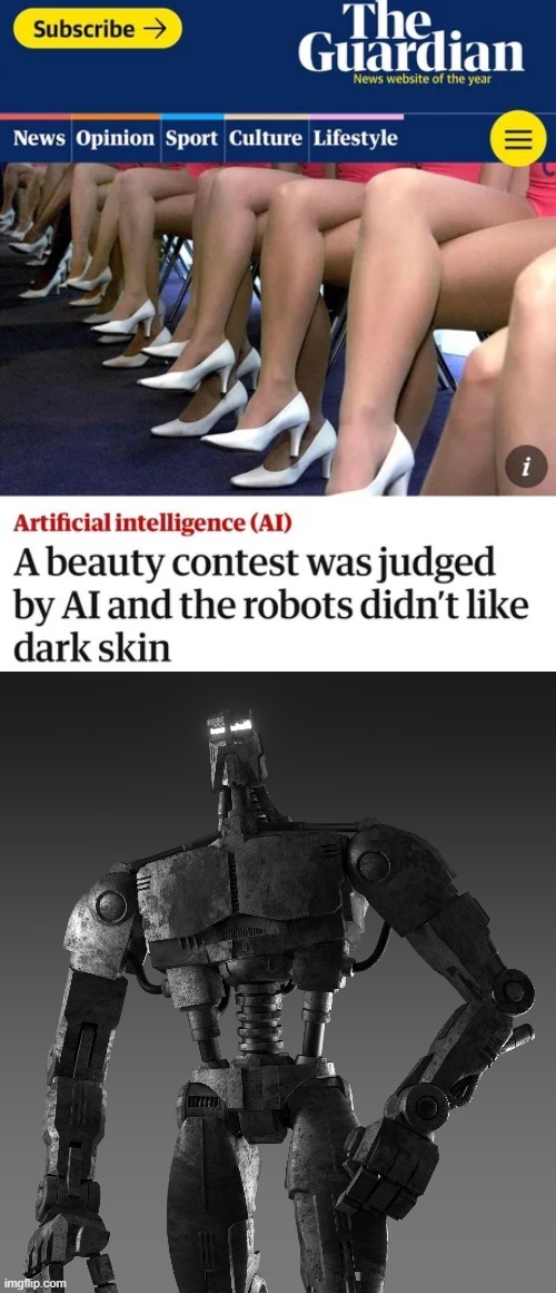 Beauty contest judged by AI - meme