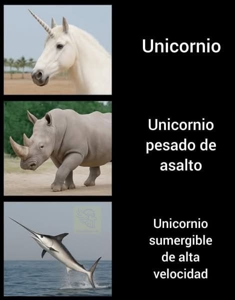 El unicornio evoluciona a tanque sumergible - meme