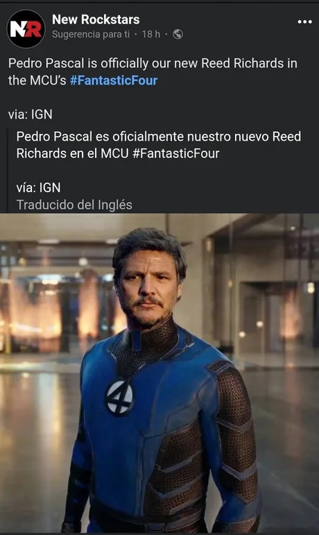 Pedro Pascal será Reed Richards - meme
