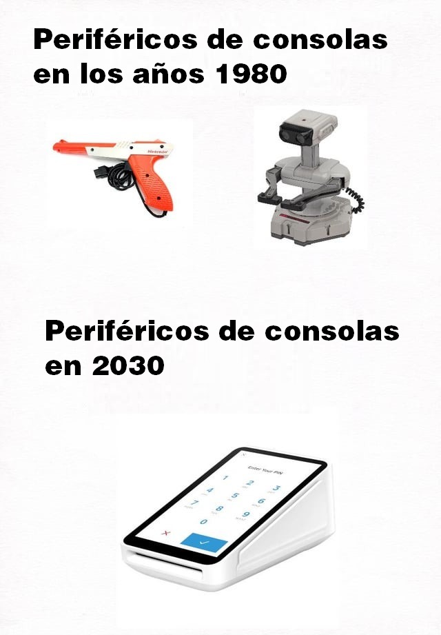 Periféricos de consolas en 2030 - meme