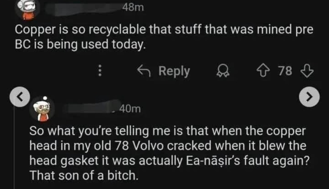 Blaming ancient dudes for my car issues - meme