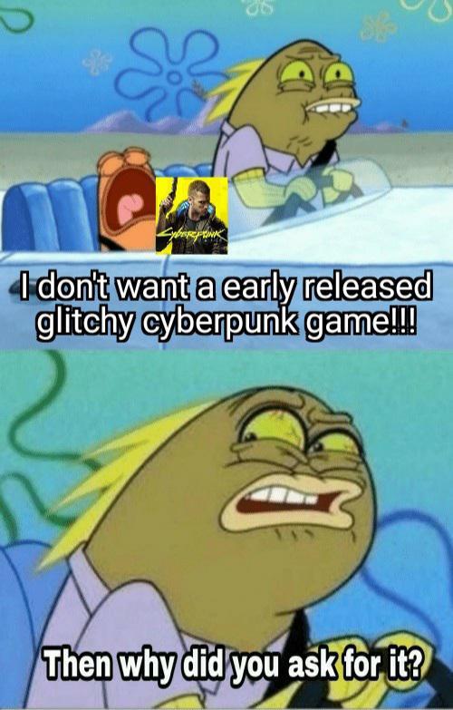 Why did you ask for an early released Cyberpunk 2077? - meme