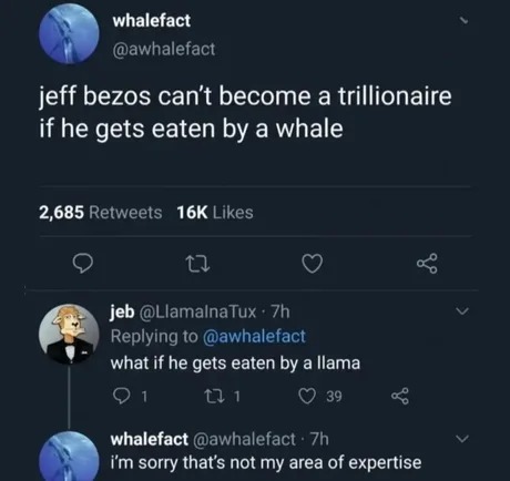 jeff bezos can't become a trillionaire if he gets eaten by a whale - meme