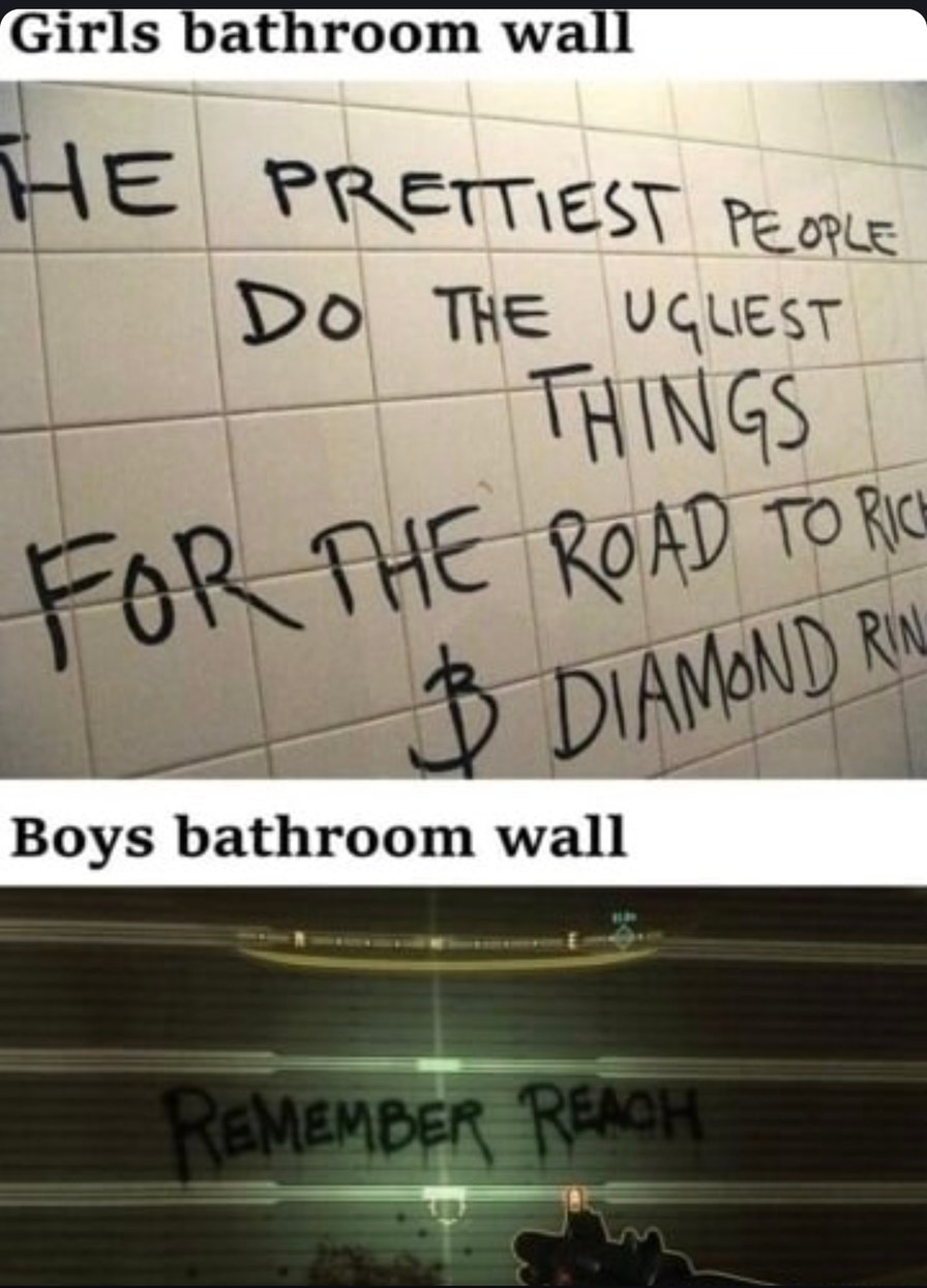 Graffiti on a girls bathroom wall speaks teenage truths - meme