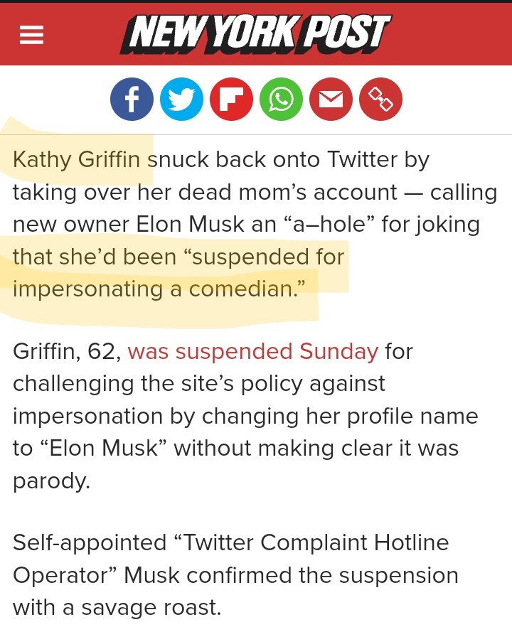 Elon's savage roast of Kathy Griffin - meme