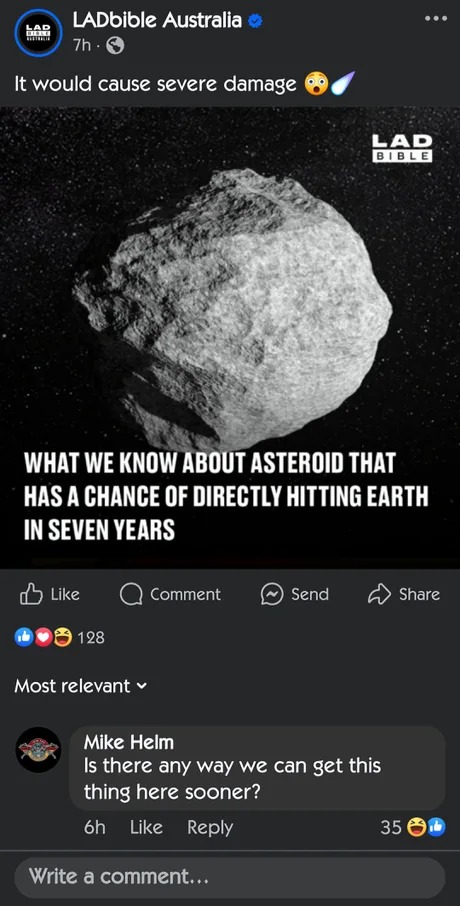 Next asteroid that will hit Earth - meme