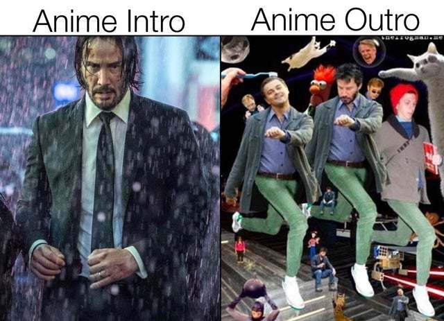 Anime intro vs anime outro - meme