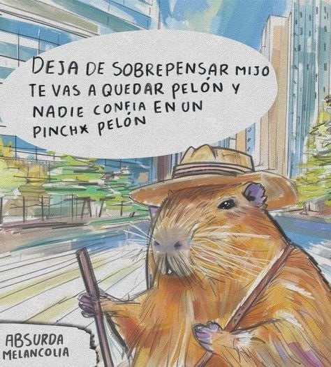 Momazo dibujado de sobrepensar - meme