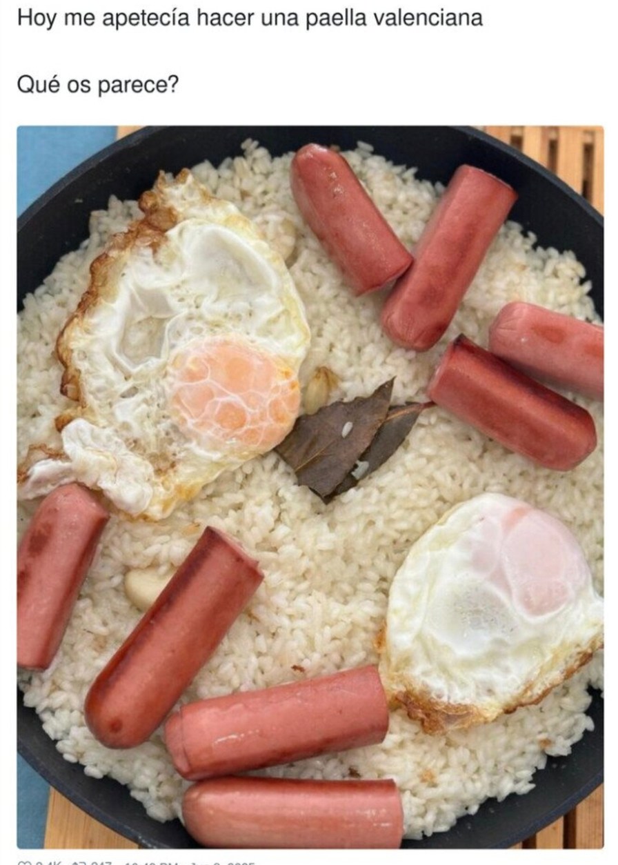 Hoy me dio por hacer una paella valenciana sin preguntar - meme