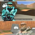 Sorry you can’t see the full 5th panel. I couldn’t get it to work out the right way. Sause: Red Vs. Blue on YouTube.