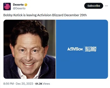 Bobby Kotick is leaving Activision Blizzard - meme