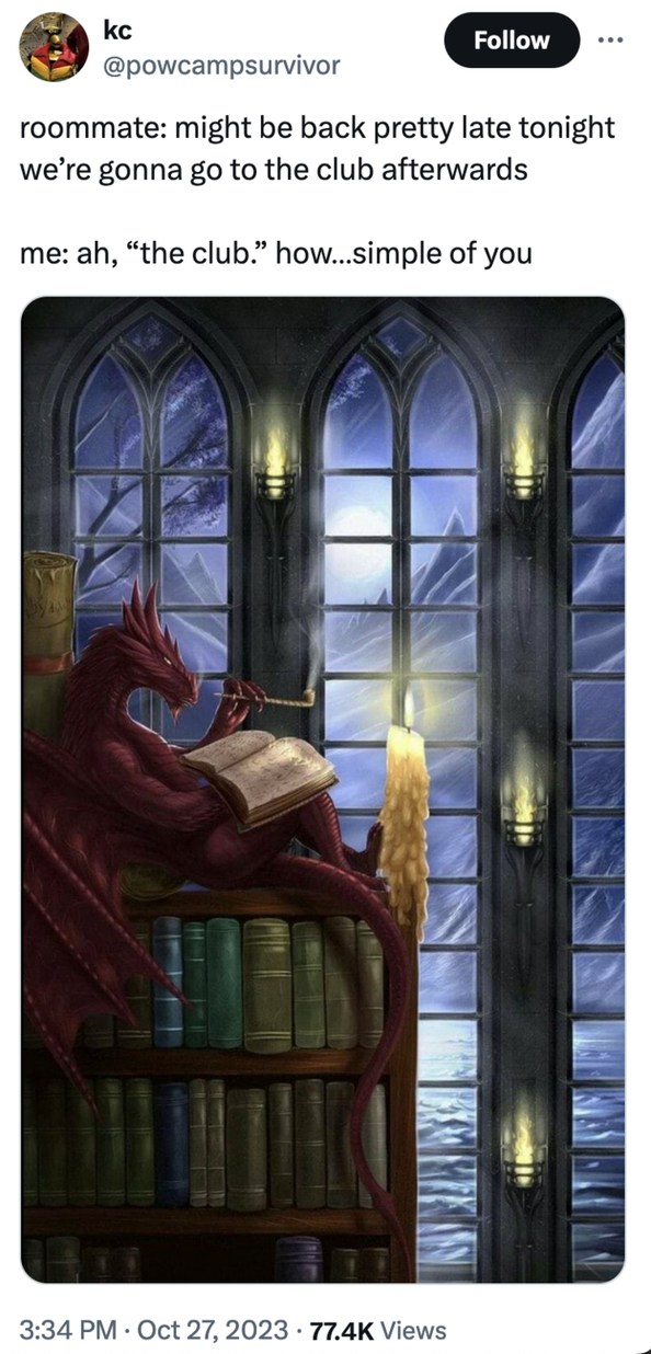 Dragon reading meme