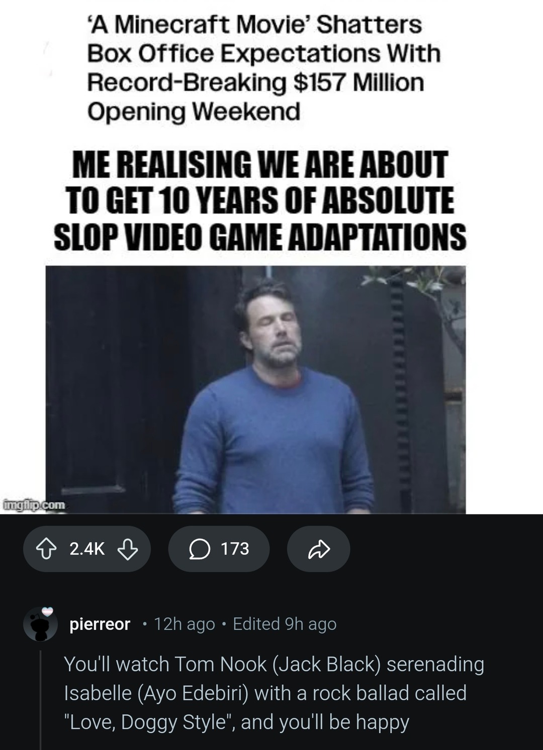 Now that Minecraft movie made $157M, brace for 50 more game films - meme