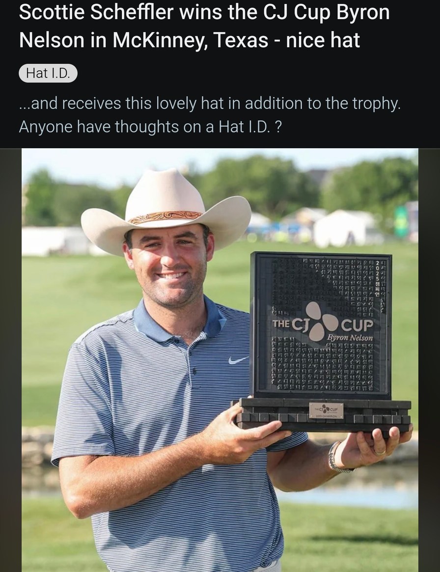Scottie Scheffler wins a trophy and a fashion war with that hat - meme